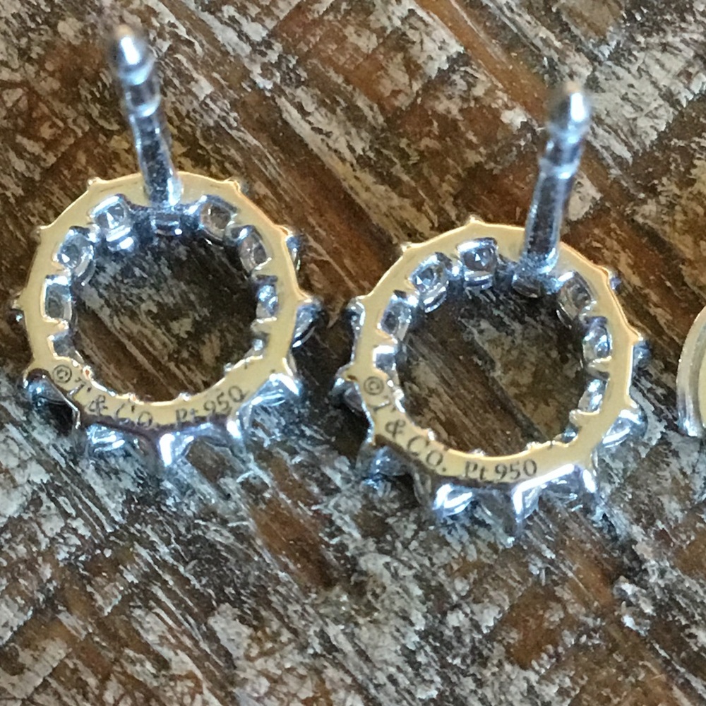 Authentic Tiffany & Co. Open Circle Platinum Diamond Stud Earrings - Picture 10 of 16